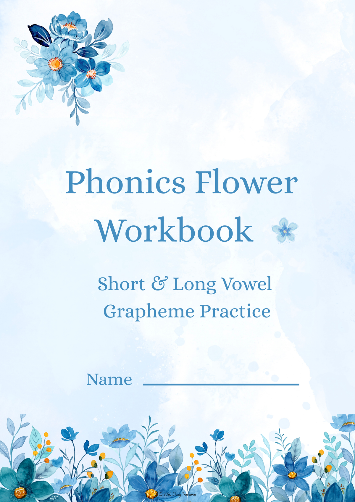 57 Page Phonics Flower Workbook | Short & Long Vowels: Phoneme & Grapheme Practice Resource