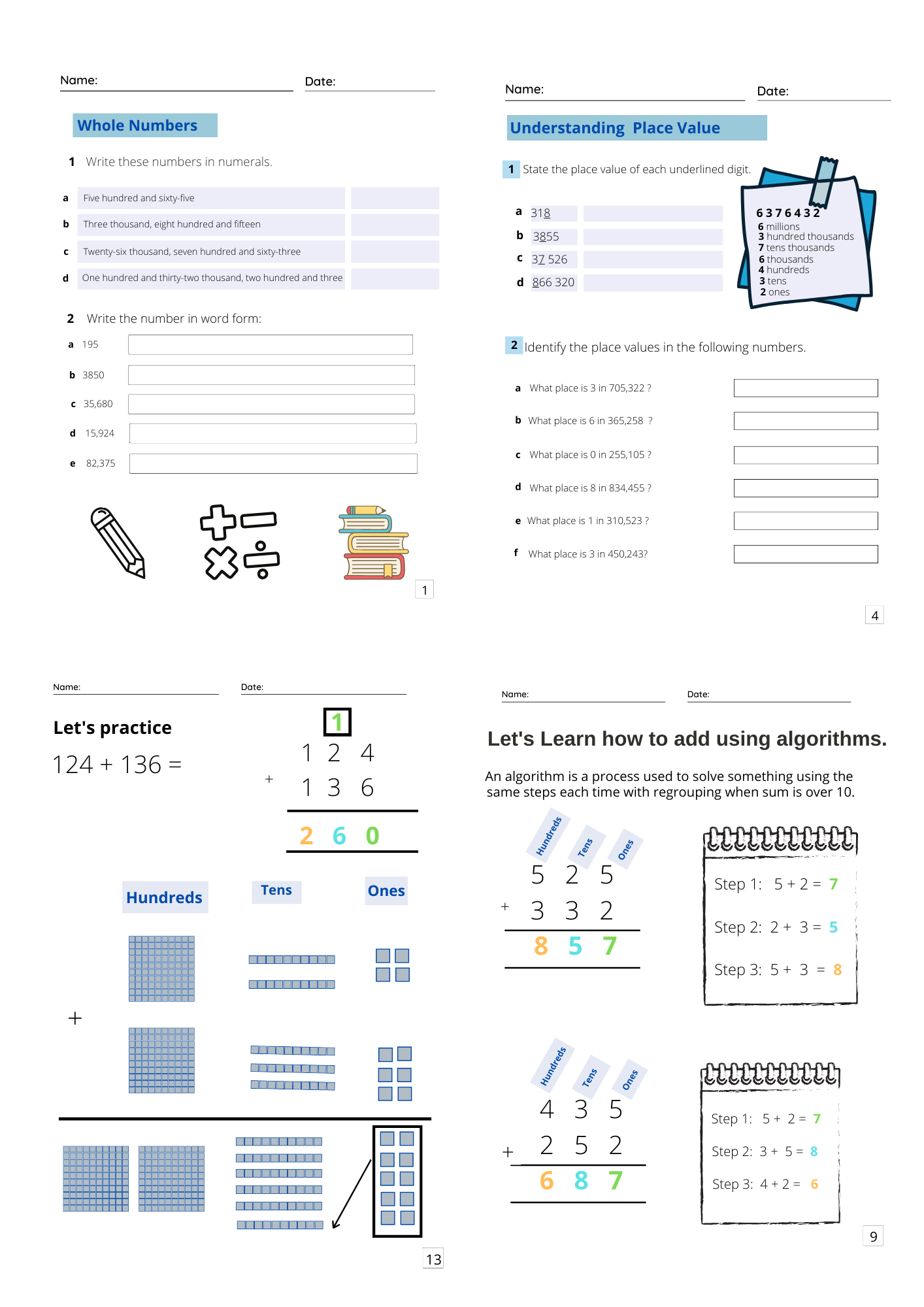 Mastering Mathematics: Algorithm Calculations and Place Value Workbook
