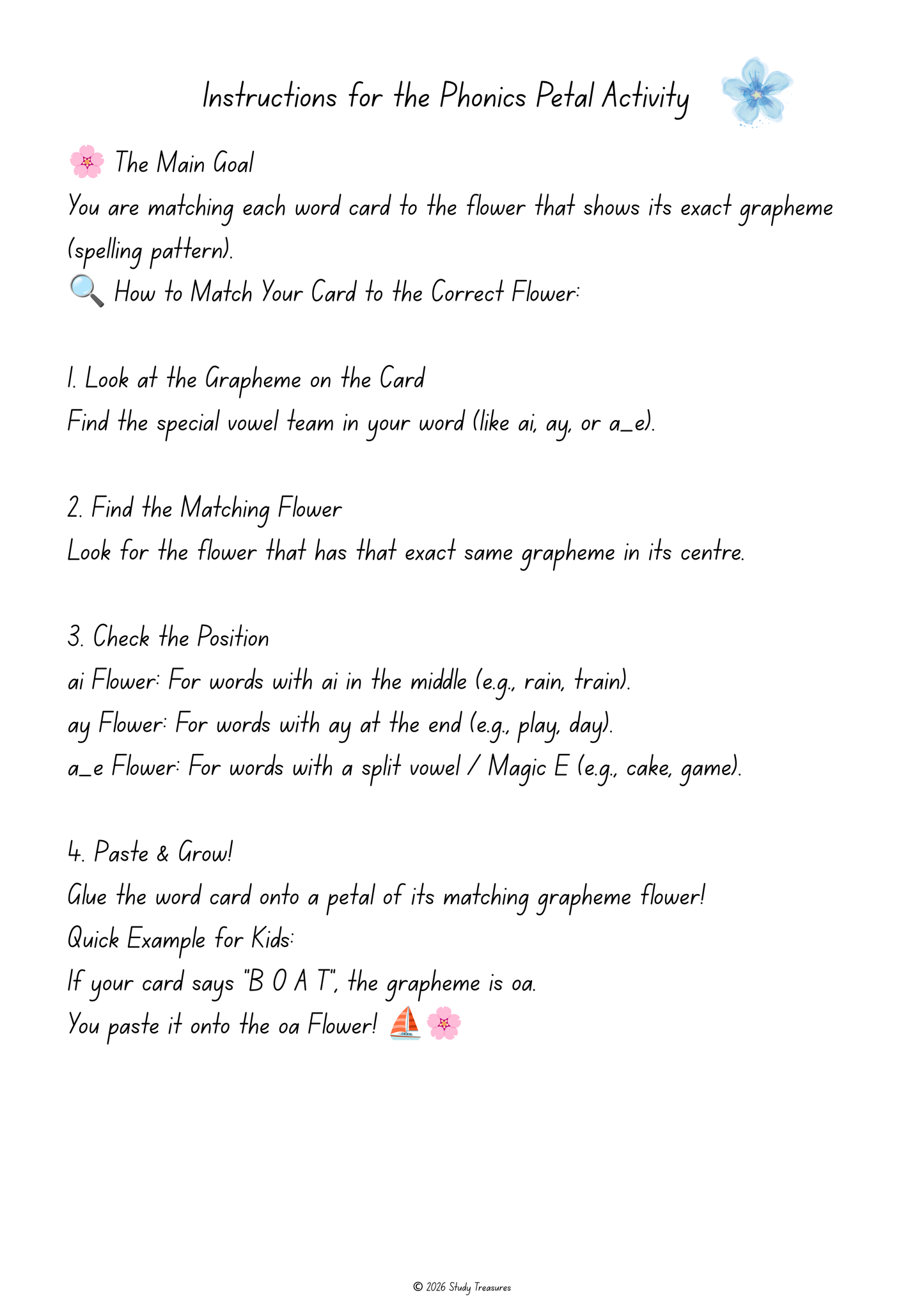 Phonics Flower Workbook | Short & Long Vowel Grapheme Practice Resource
