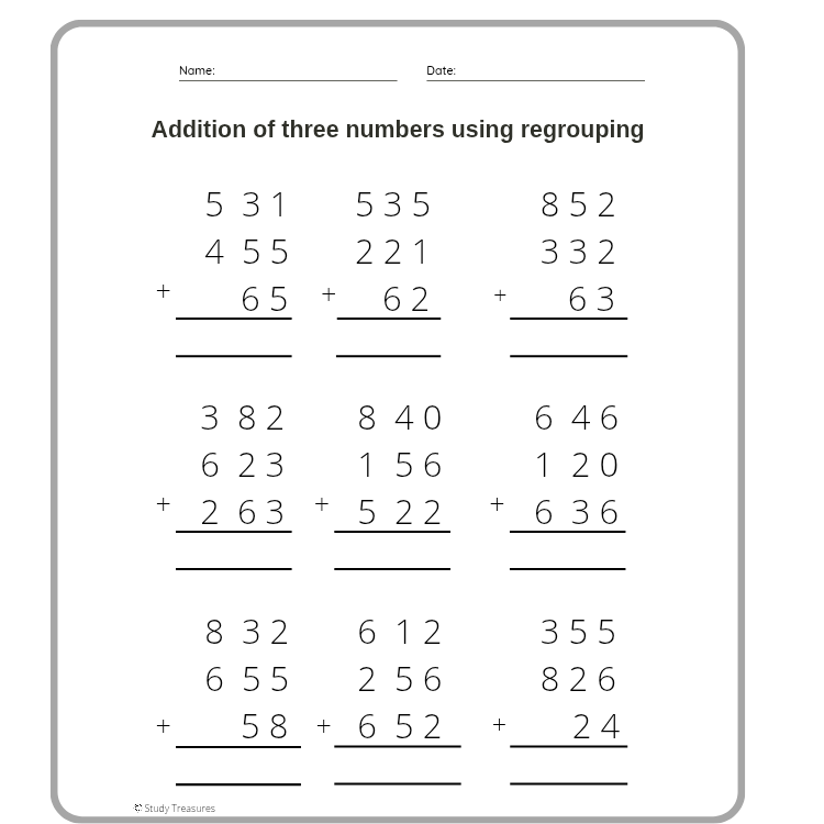 Free Algorithm Addition Worksheet – Study Treasures