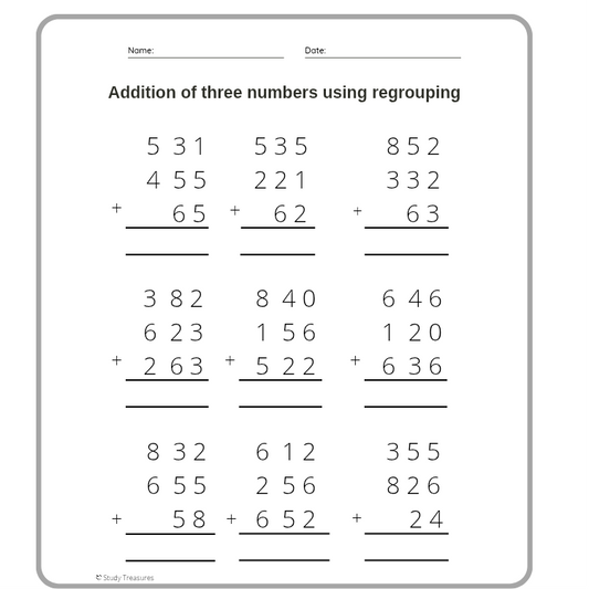Free Algorithm Addition Worksheet